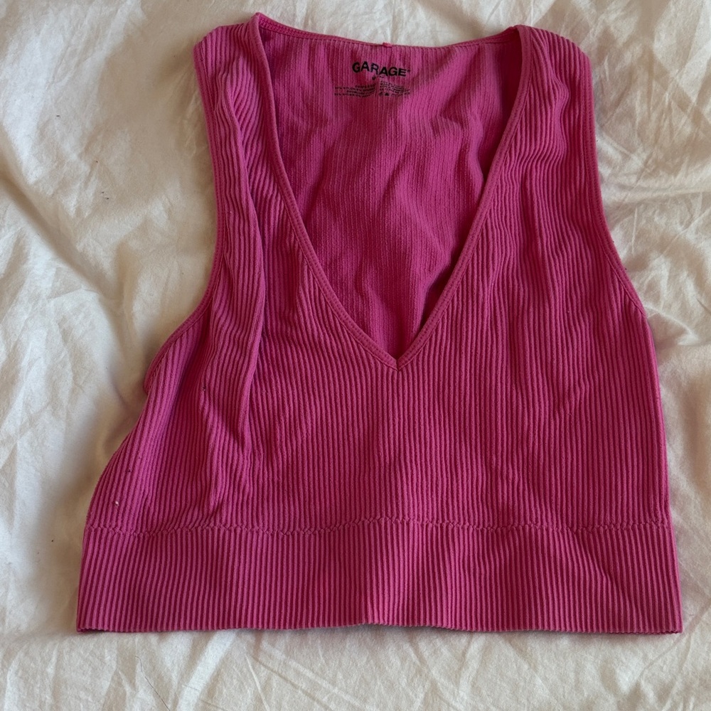 Garage Fuchsia Ribbed Crop Top